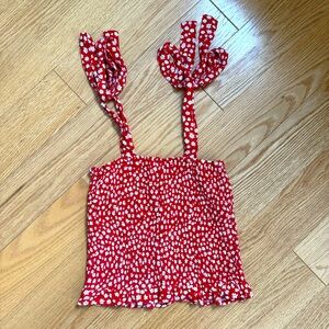 American Eagle Floral Smocked Tie Straps Tank Top